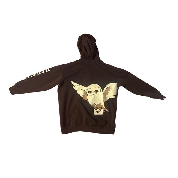 Kids 12 14 H&M Brown Zip Harry Potter Wizarding World Hedwig Snowy Owl Hoodie - Picture 4 of 5